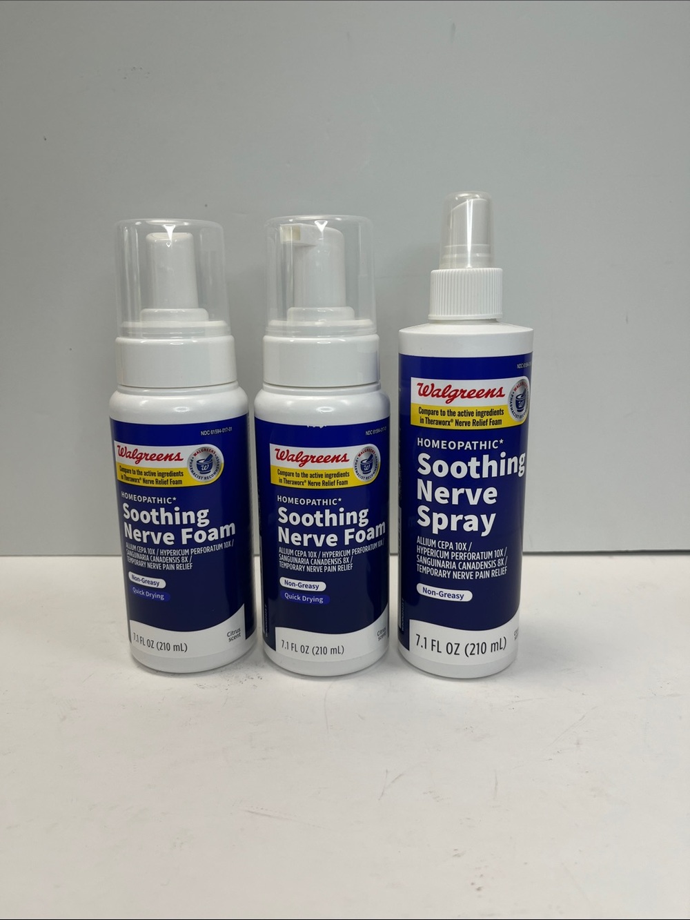 Walgreens Homeopathic Soothing Nerve Foam and spray x3 New